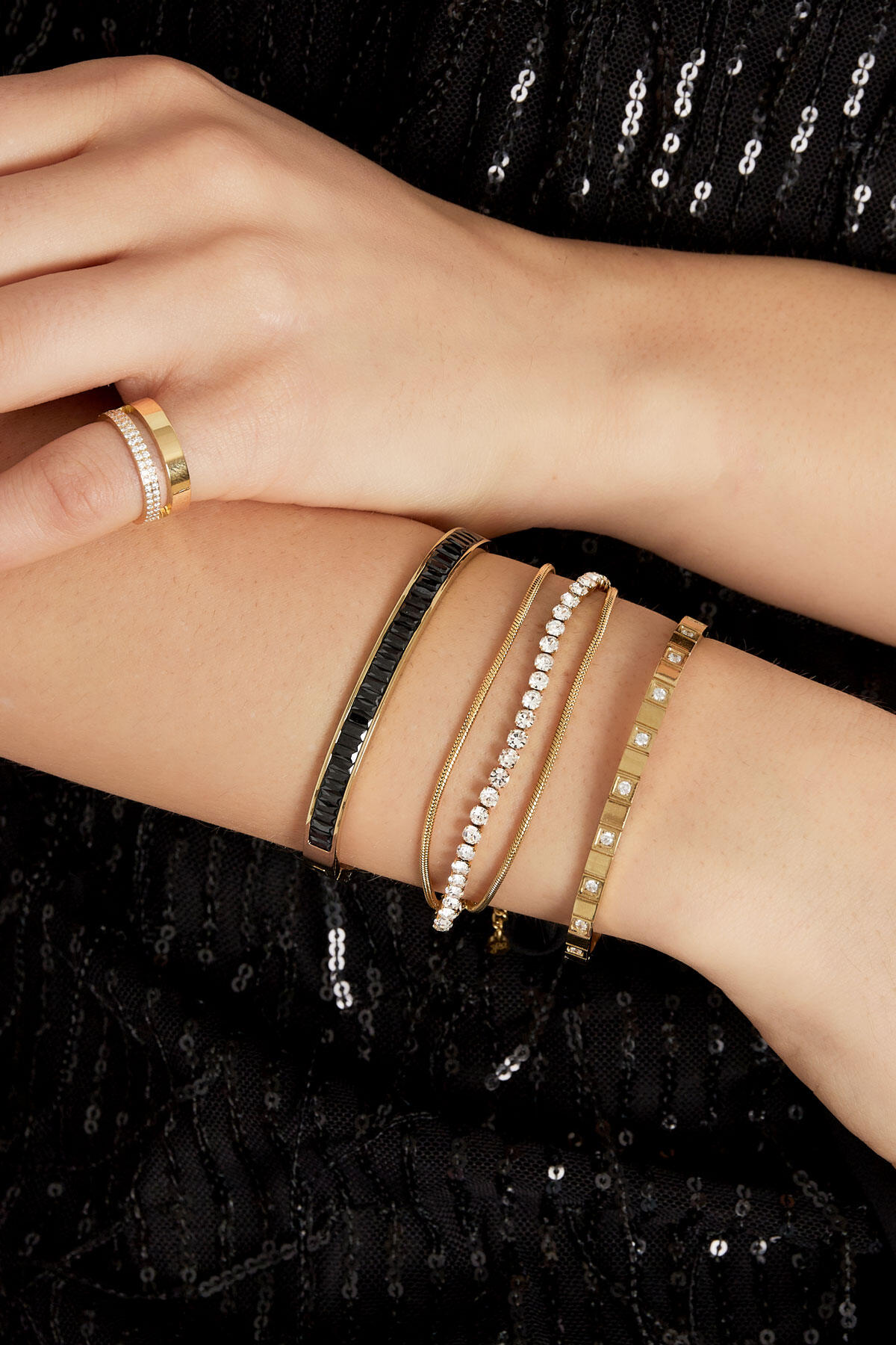 Bling-Armband – Goldfarbe - Goldfarbefarbe h5 Bild2