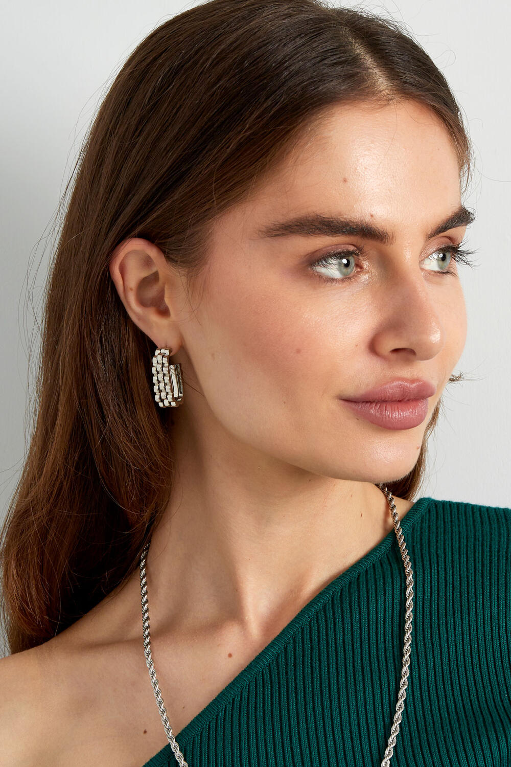 Boucles d'oreilles lien allongé en maillon doré h5Image2