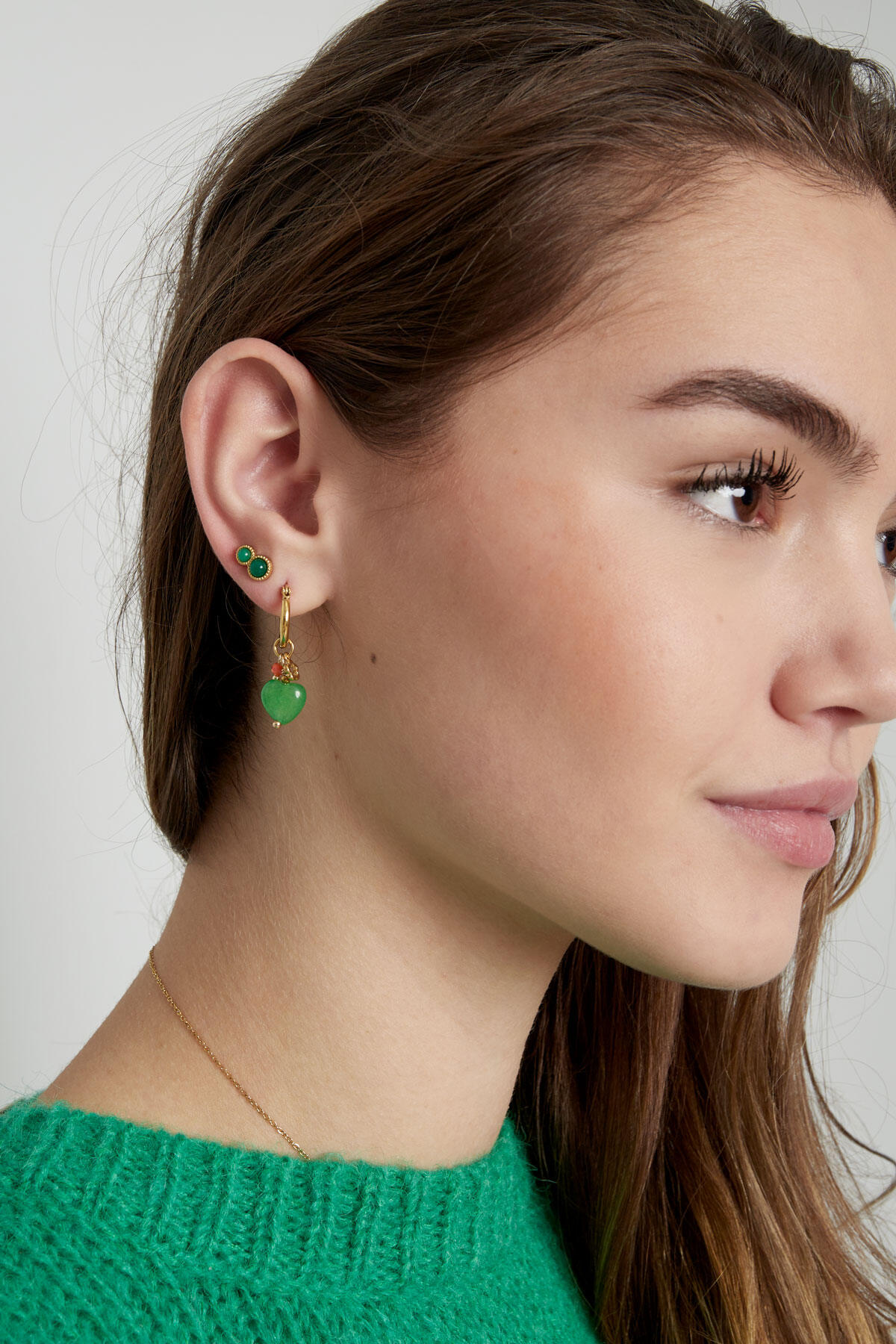 basic double natural stone stud earrings Picture2