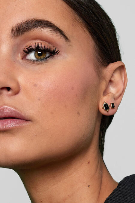 Ear Studs Rectangle Edge - Powder Pink 2