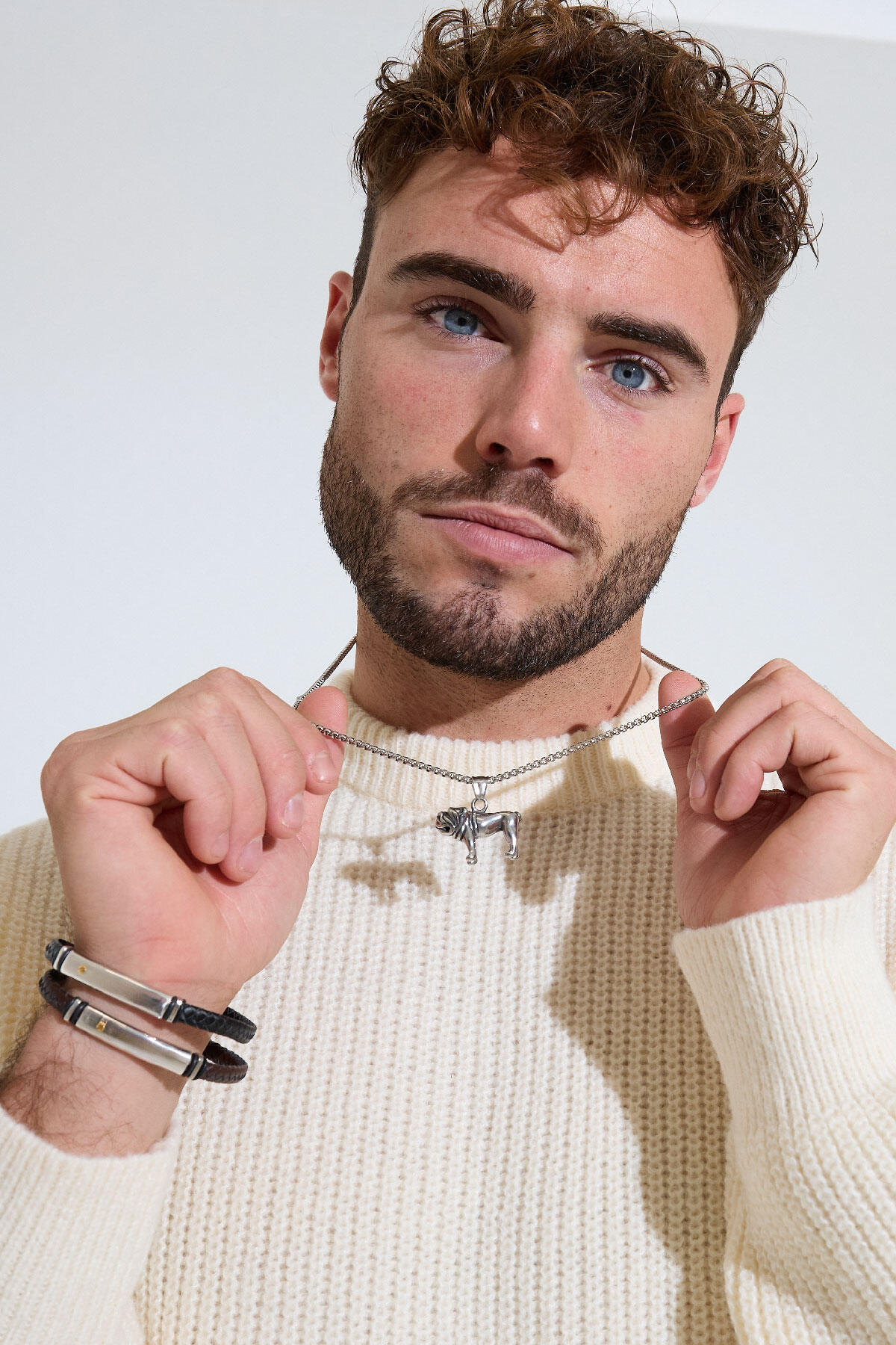 Bracciale da uomo intrecciato - argento/nero h5 Immagine4