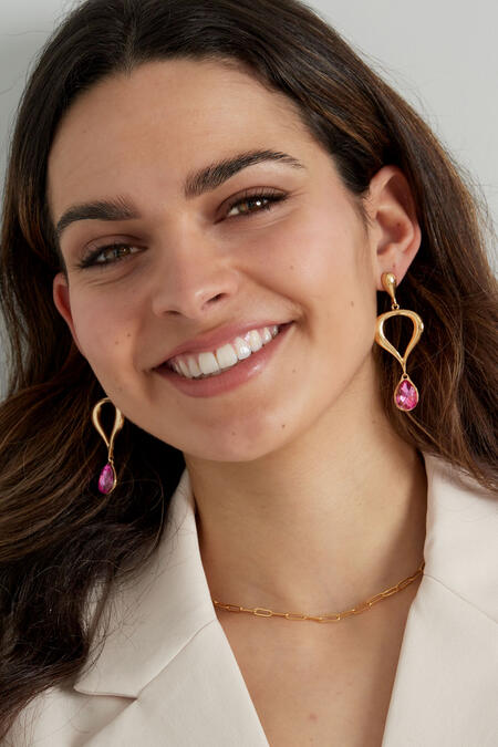 Klassischer Ohrring mit farbigem Anhänger – Rosa,