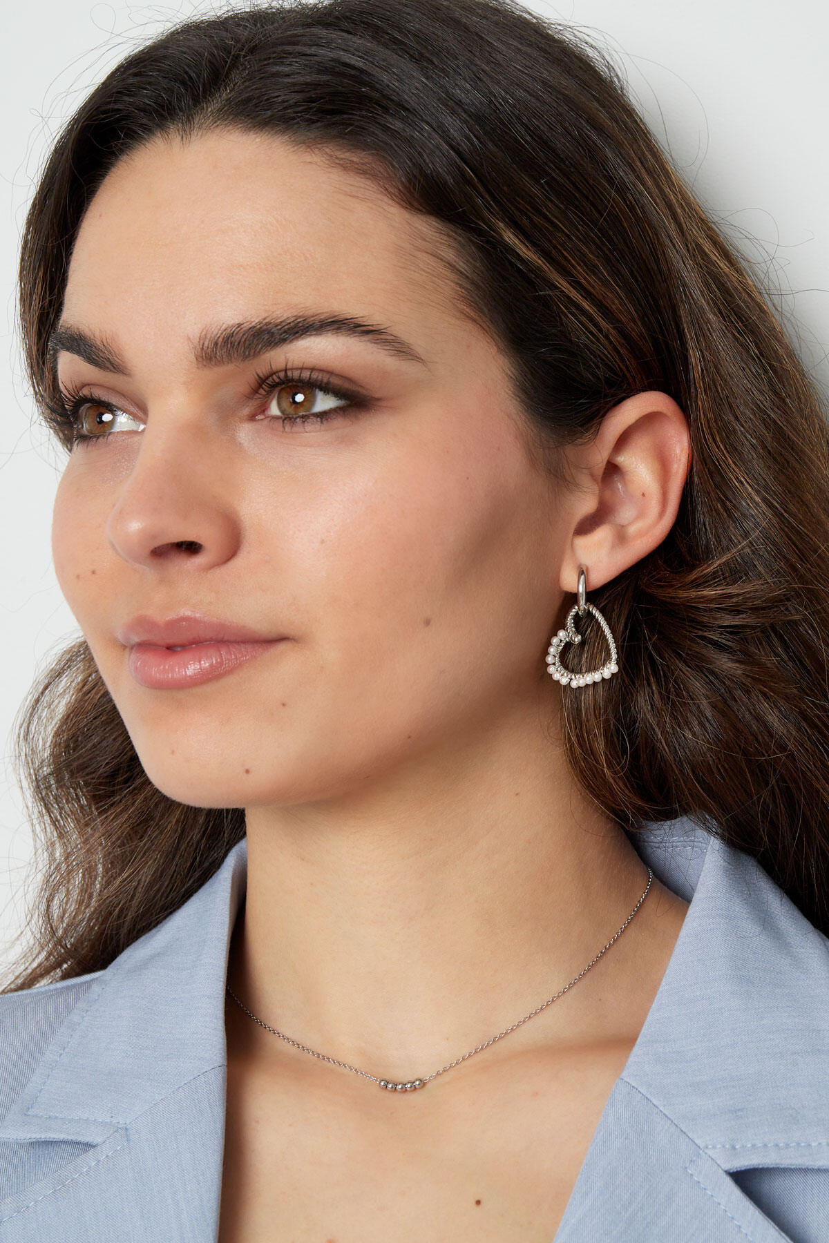 Boucle d'oreille coeur avec perles - doré h5 Image2