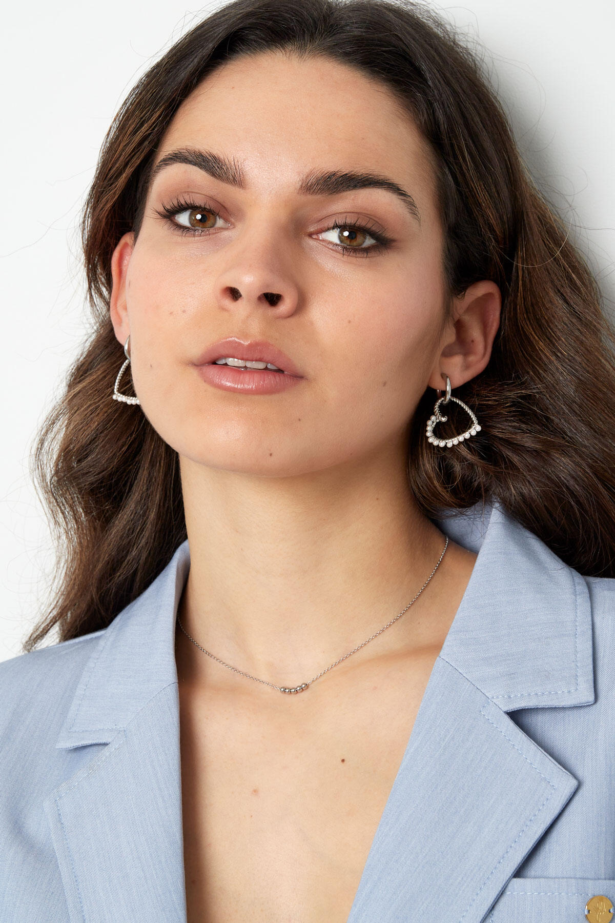 Boucle d'oreille coeur avec perles - doré h5 Image4