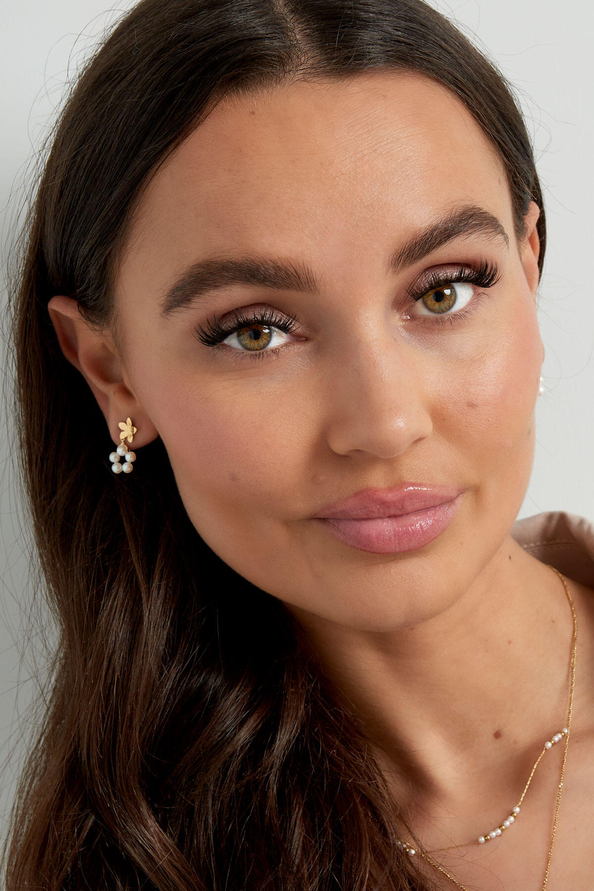 Earrings Pearl Flower - Silver Color Color 2
