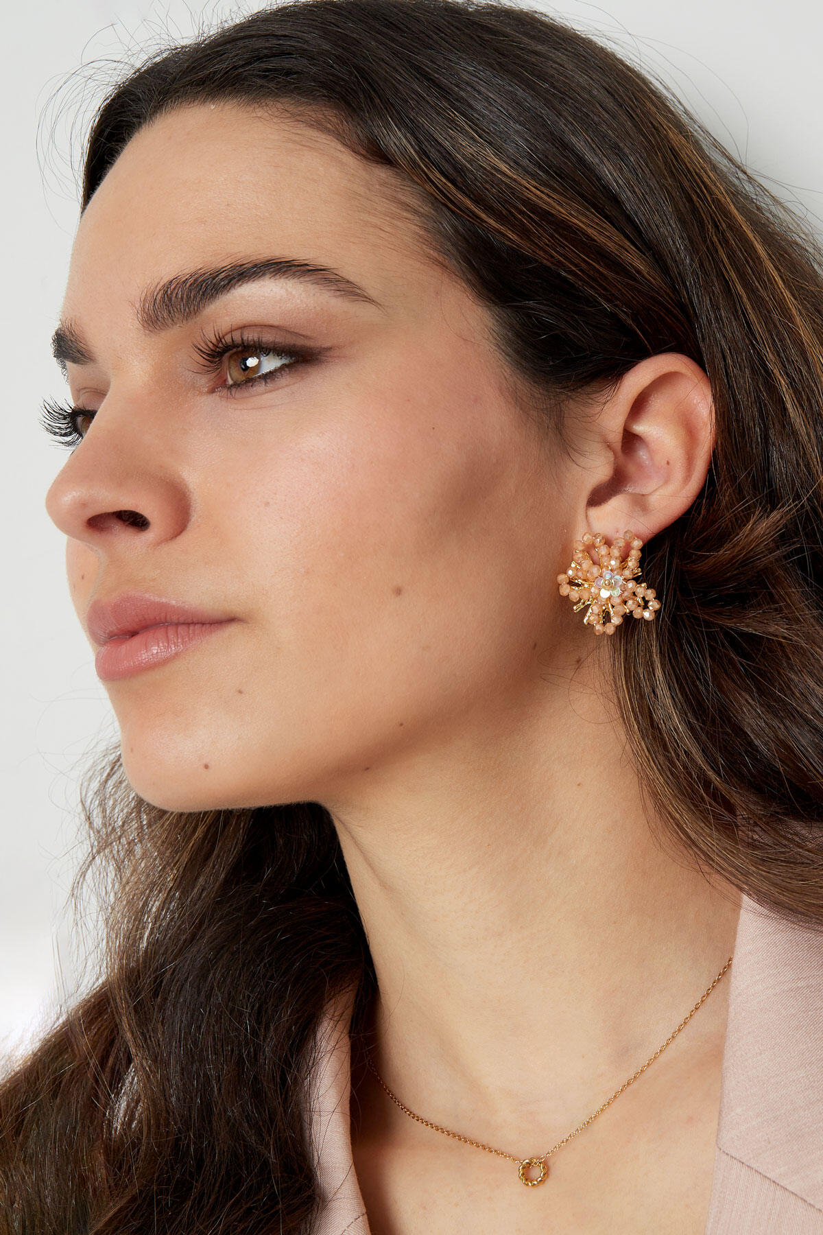 Pendientes de flores con pedrería Imagen4