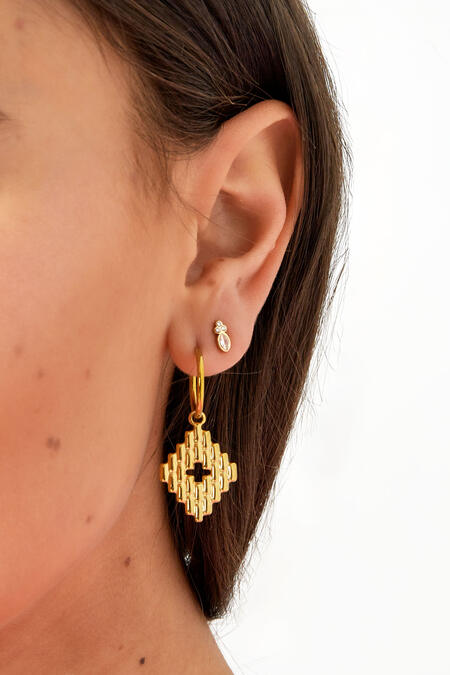 Stud earrings vintage look with stones - Silver Color color 2
