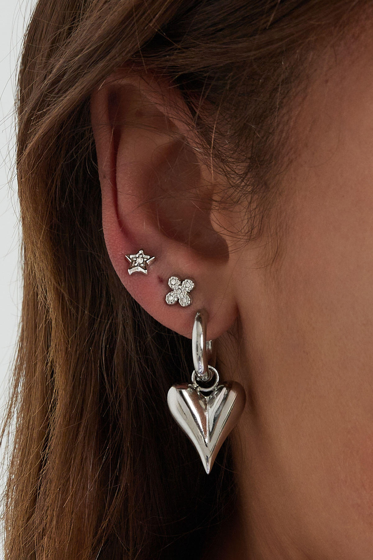 Boucles d'oreilles trèfle avec pierres - doré Image3