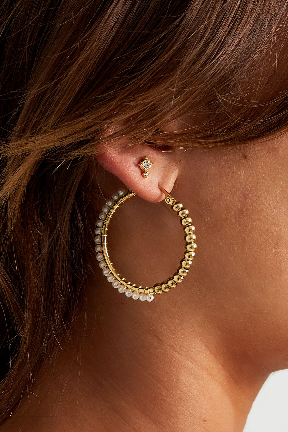 orecchino chic con doppi strass h5 Immagine3