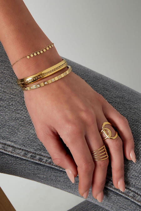 Schlichtes Armband mit runden Anhängern – Goldfarbe - Goldfarbefarbe