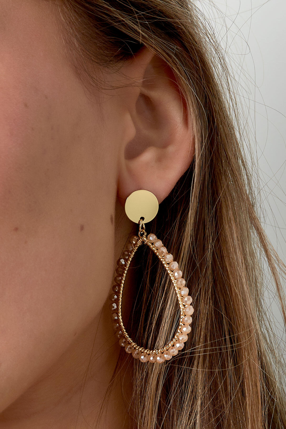 Boucles d'oreilles ovales pastel - beige doré Image7