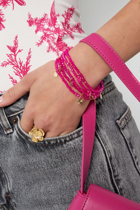 Double bracelet with flower charms - pink/Gold color 2
