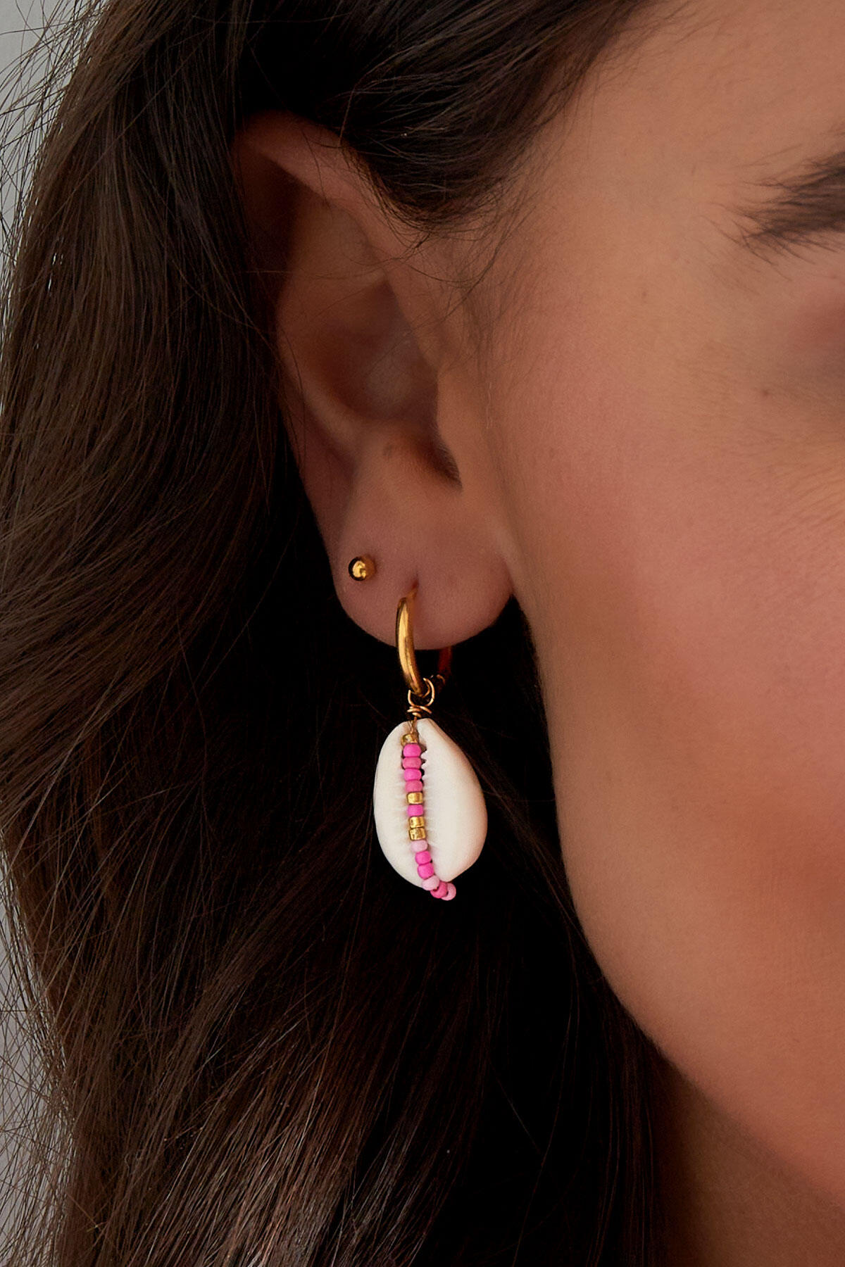 Pendientes de Acero Inoxidable con Conchas y Cuentas de Vidrio Imagen3