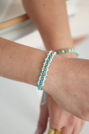 Bracciale intrecciato con fiori - rosa/Colore oro h5 Immagine2