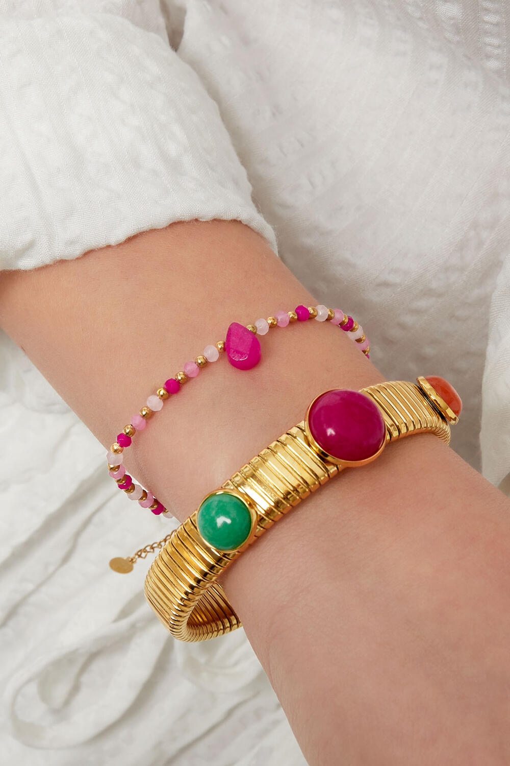 Perlenarmband mit Tropfenanhänger – gebrochenes Weiß h5Bild2