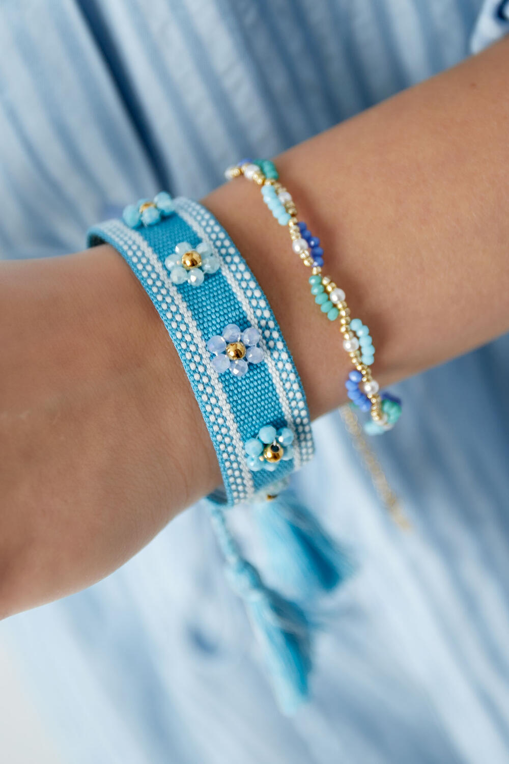 Stoffen armband met bloemen h5Afbeelding2