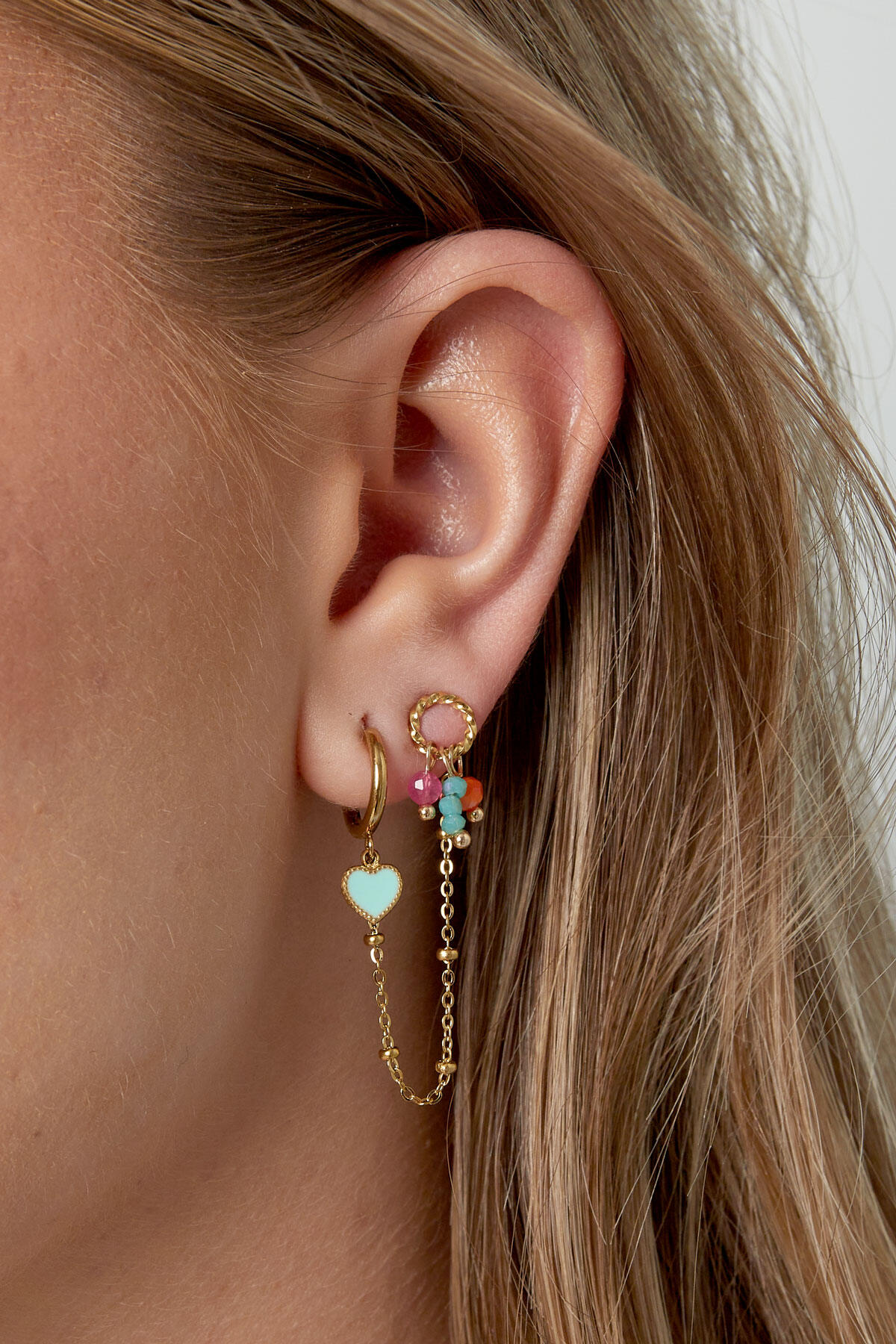 Doppio orecchino Summer Love - arancione rosa h5 Immagine3