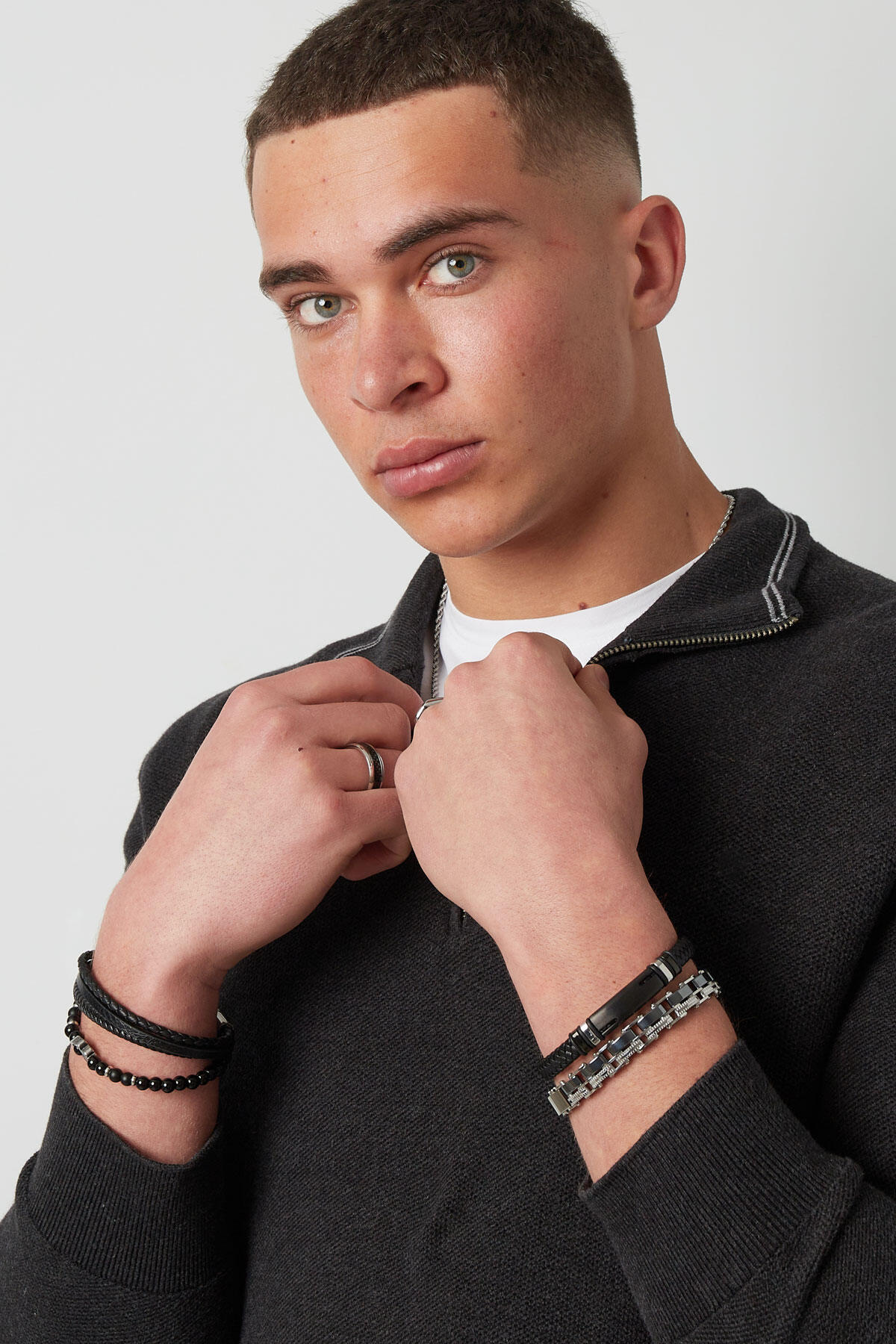 Herrenarmband geflochten - Schwarz/Silber Bild3