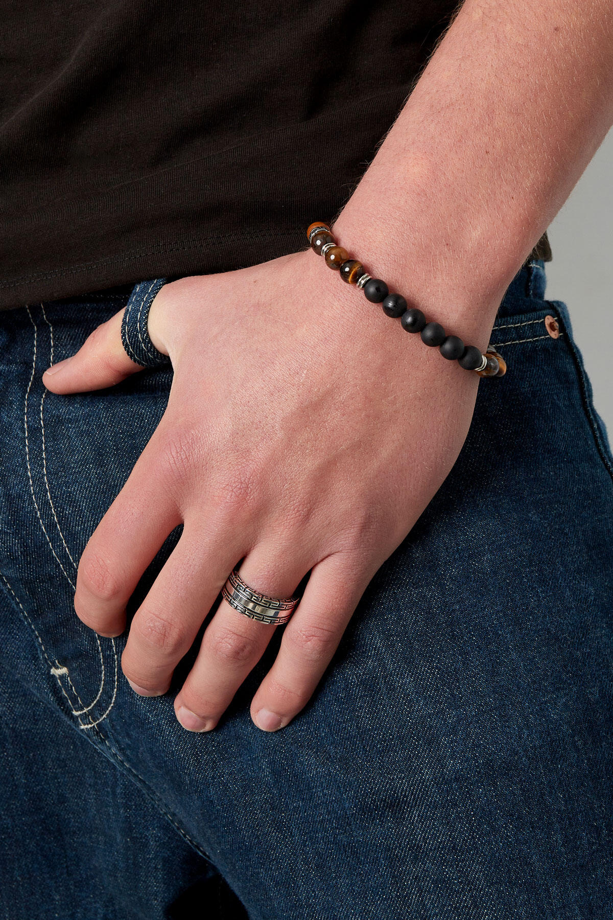 Men's Bracelet With Different Beads - Brown/Black 2