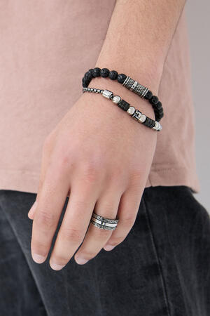 Cool men's bracelet with beads - black/grey h5 Picture2