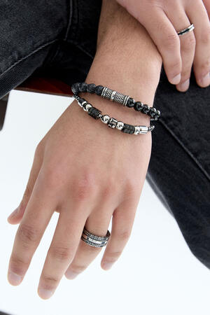 Cool men's bracelet with beads - black/grey h5 Picture3