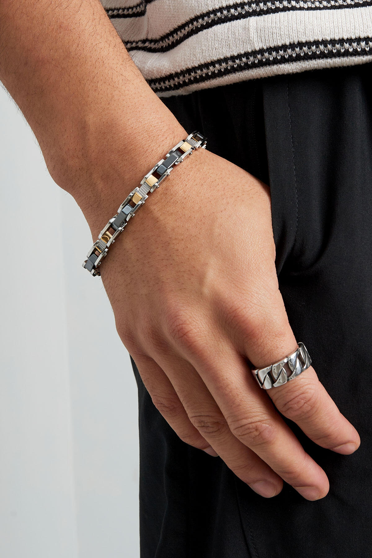 Men's bracelet summit band - silver color gold h5 Picture2