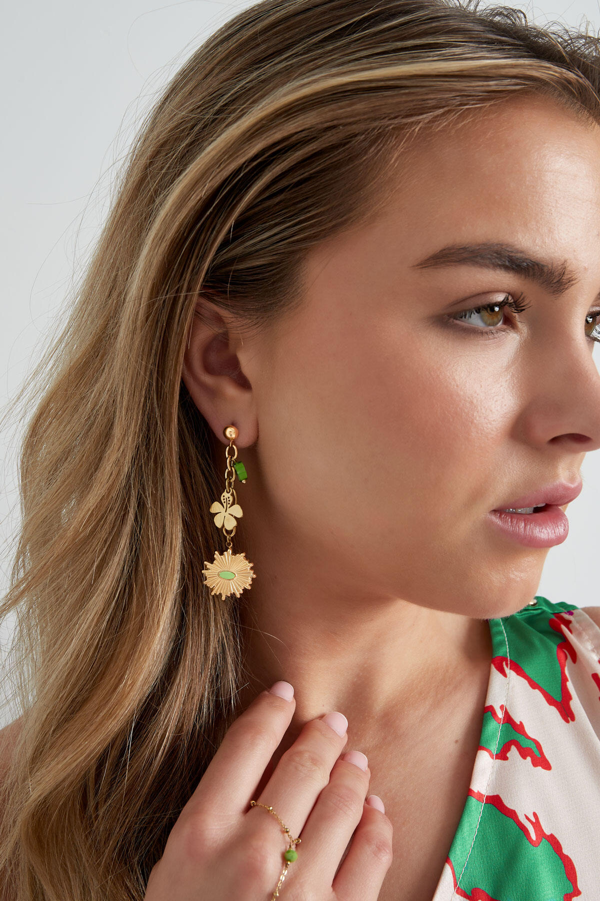 Oorbellen floral flawless - groen zilver h5 Afbeelding4