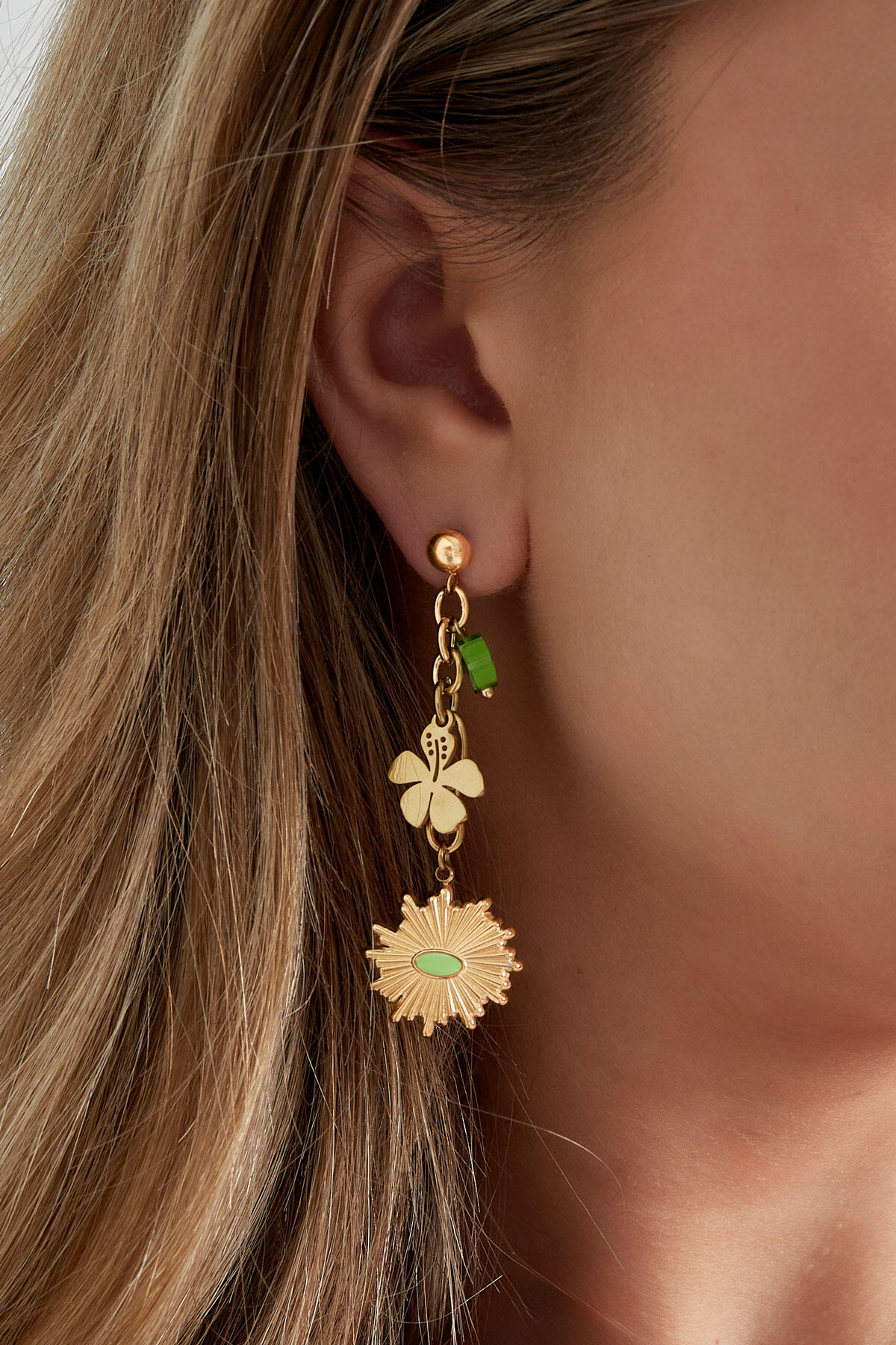 Oorbellen floral flawless - groen zilver Afbeelding3