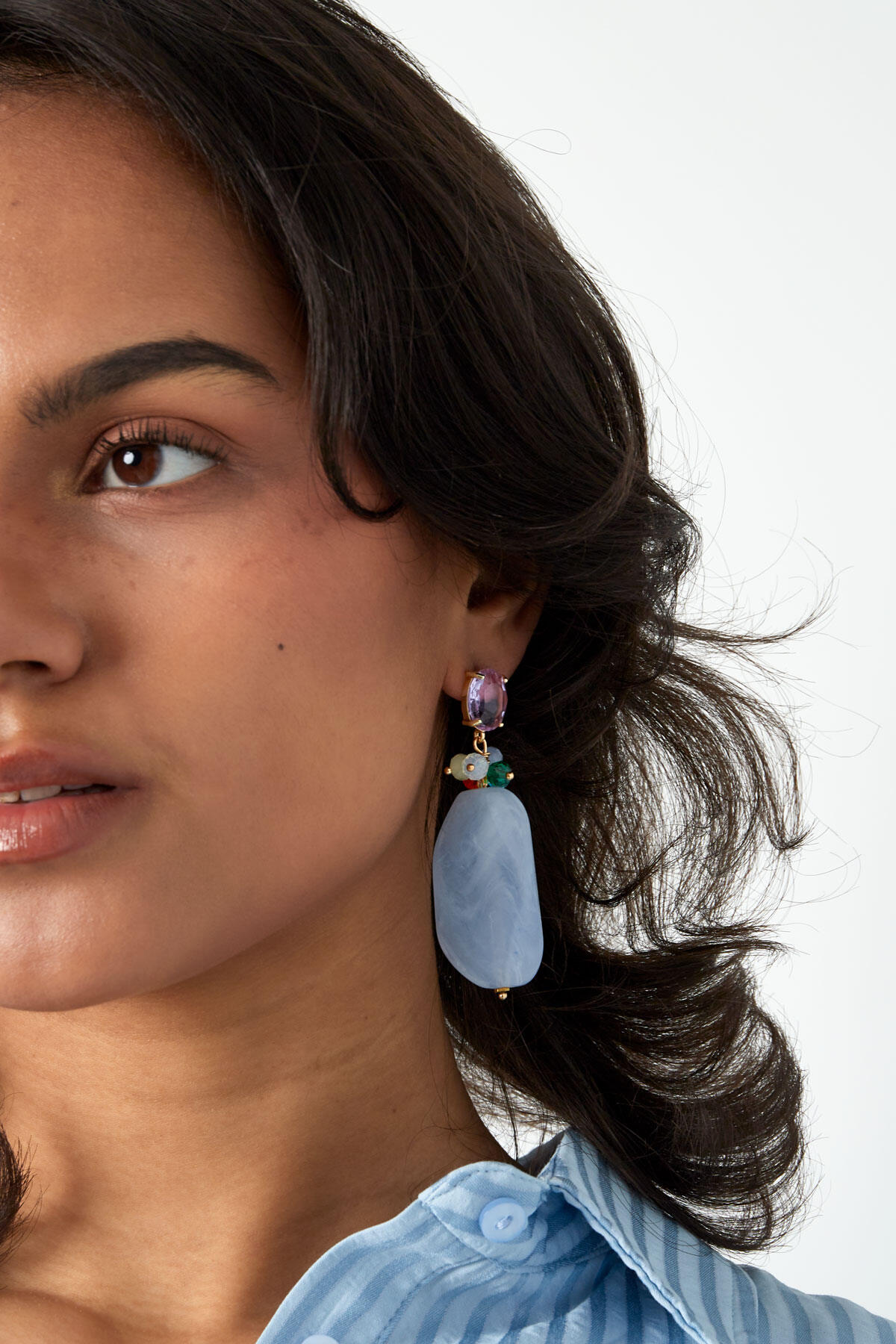 Statement beaded party earrings - pink/green  Picture4
