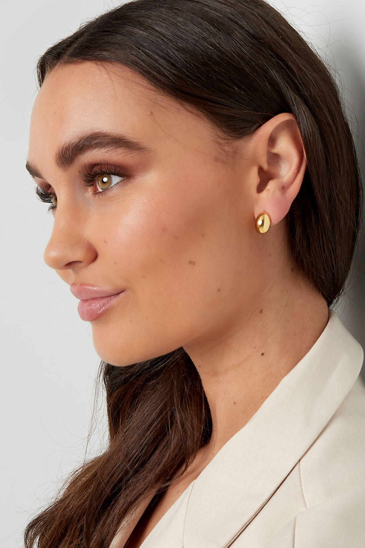 Silver Color button earring - Silver Color color 2