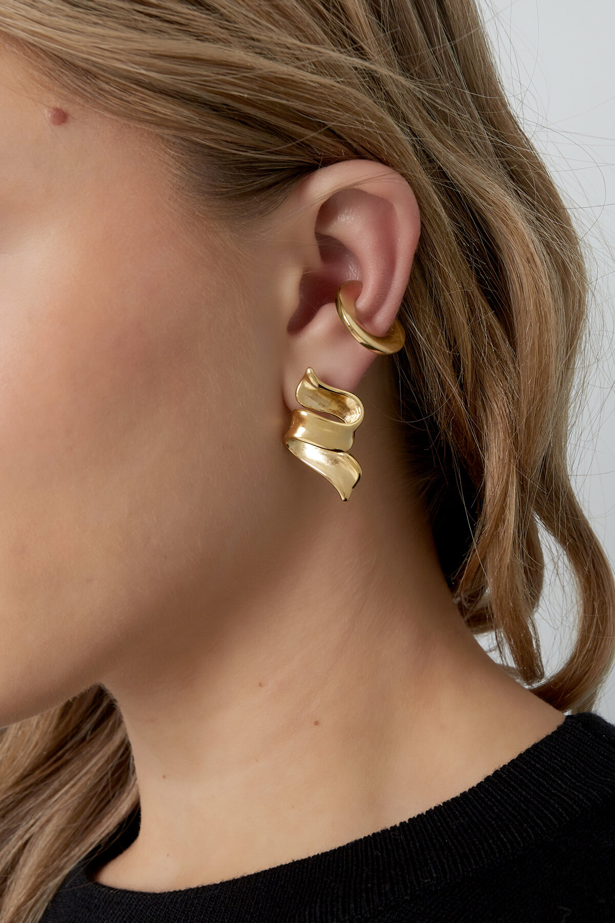 Boucle d'oreille simplicité étranger - doré Image3