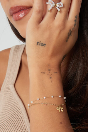 Doppeltes Armband mit Schleife und Perlen h5 Bild2