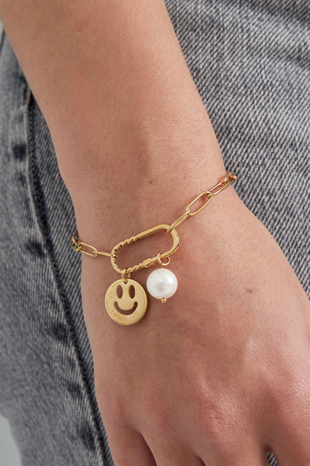 Bracelet lien smiley - doré  h5 Image2