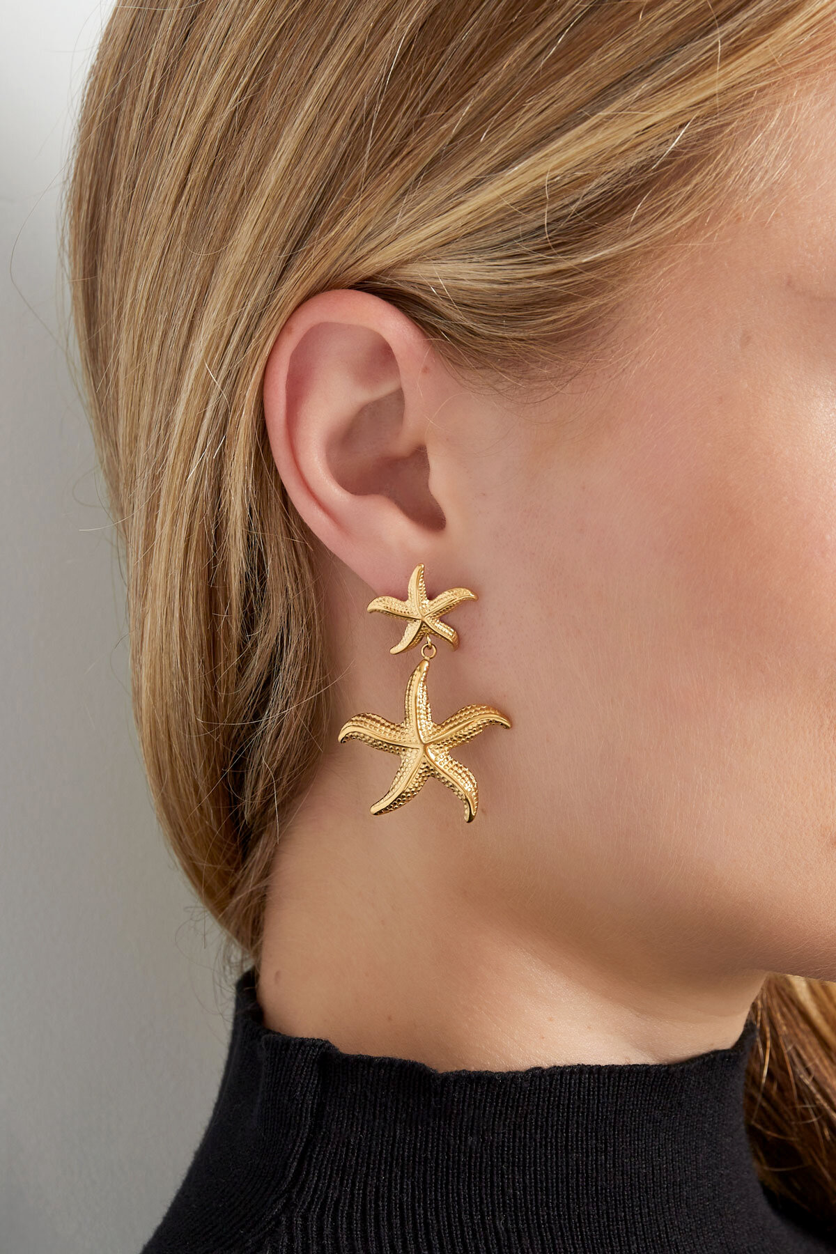 Boucles d'oreilles double étoile de mer - dorées h5 Image2