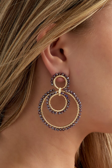 shimmering rings beads earrings - black & 2