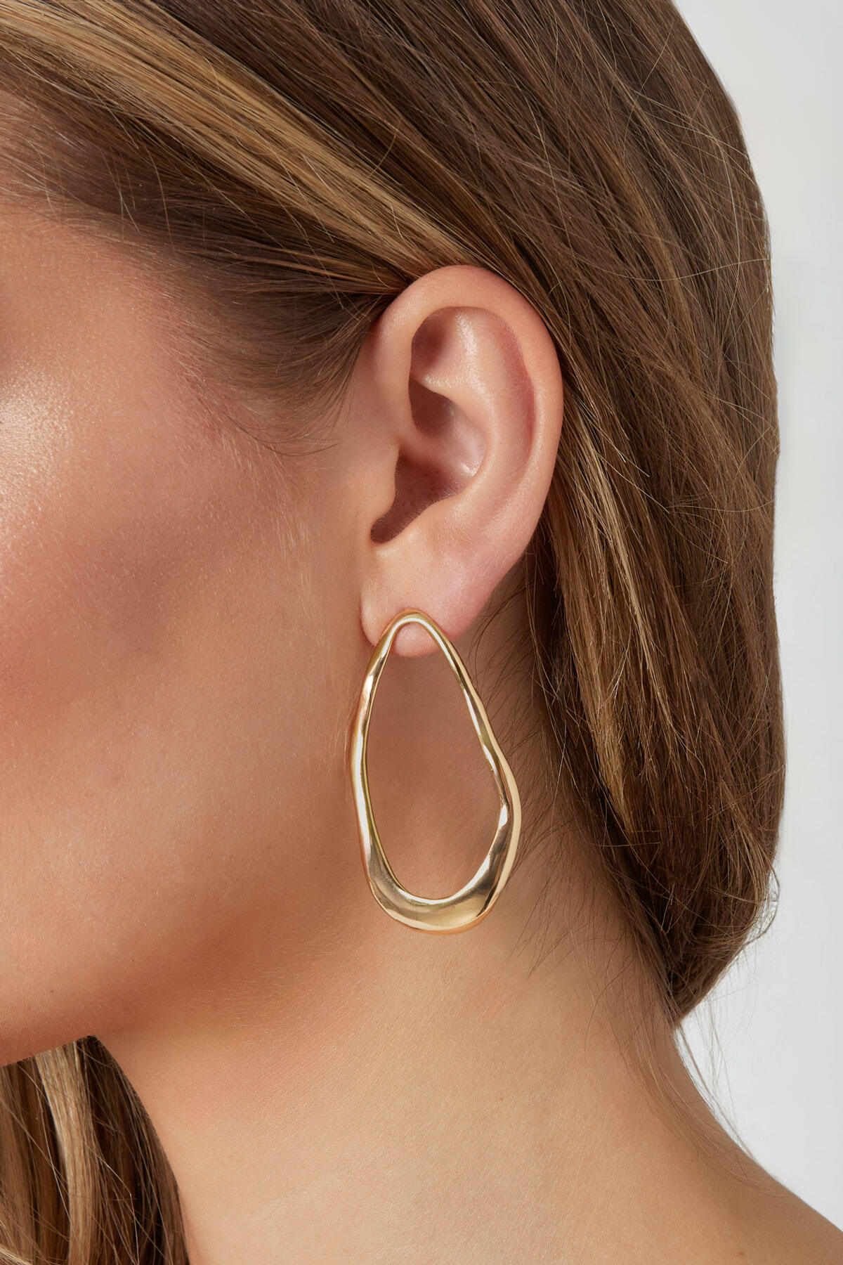 eleganti orecchini rotondi di tendenza - color colore oro h5 Immagine3