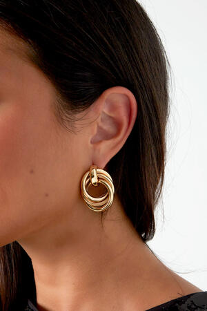 boucles d'couleur oreilles boutons surdimensionnées en couleur or h5 Image3