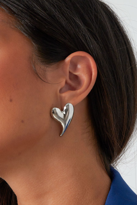 Earrings heart vibes - Silver Color color 2