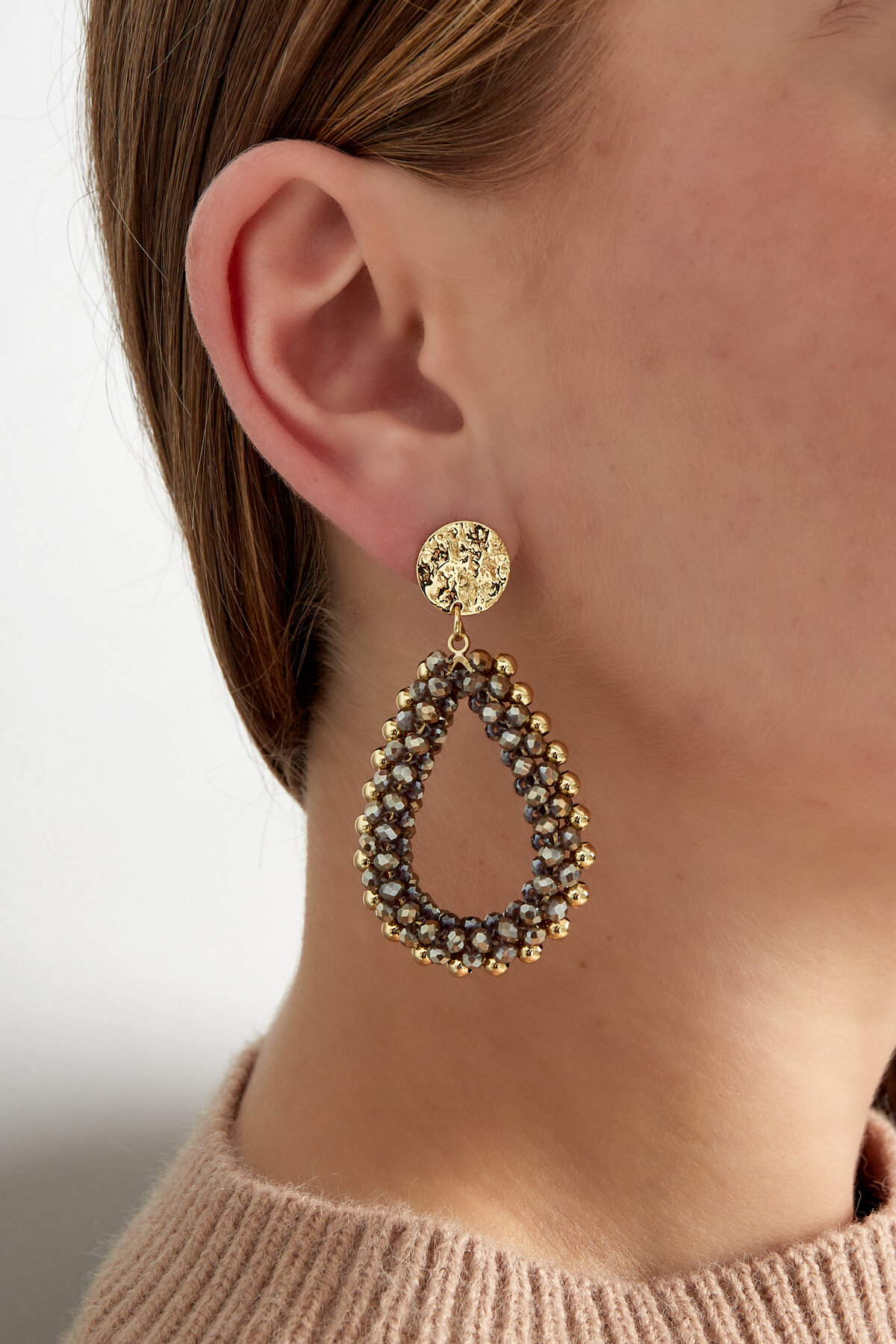 Pendientes colgantes de cuentas - rojo vino h5 Imagen2