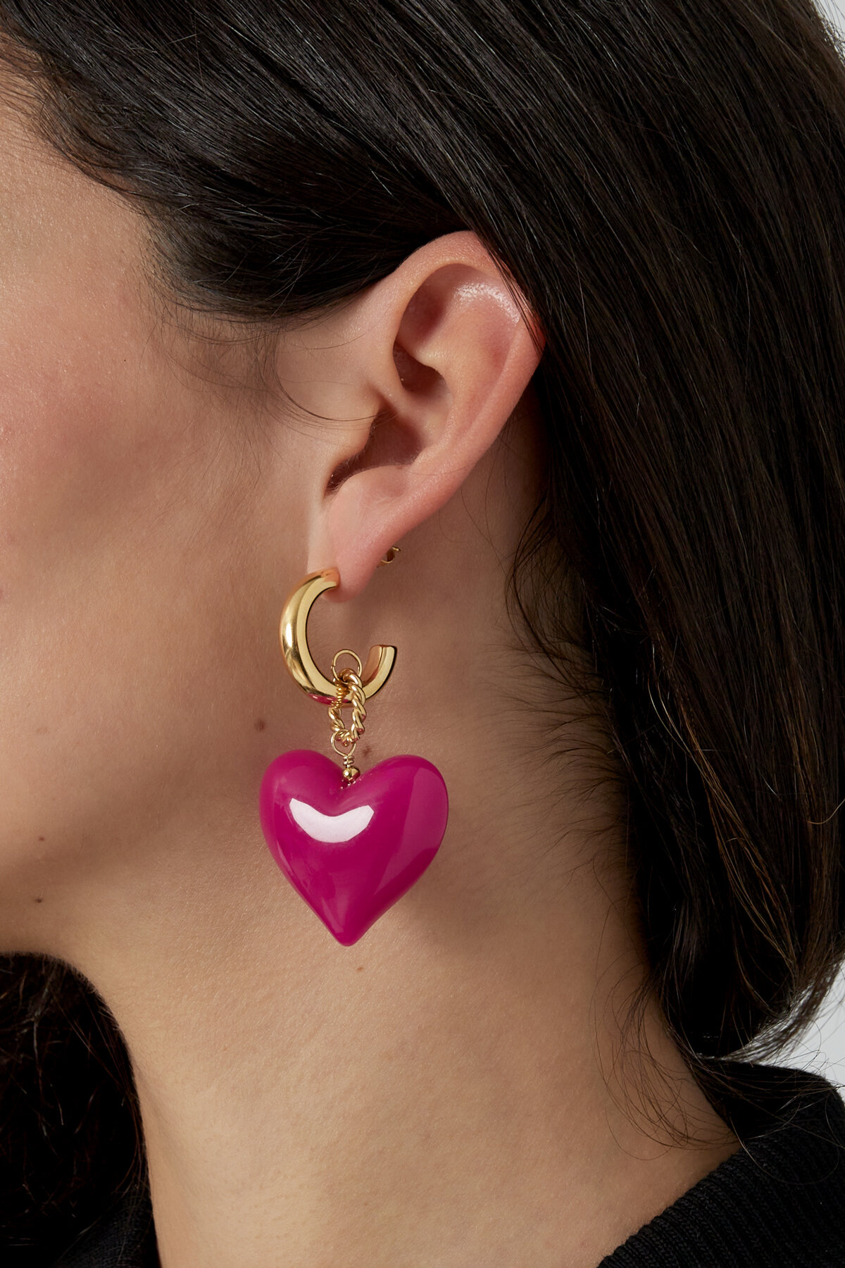 Pendientes corazón grande maderas rosas h5 Imagen3