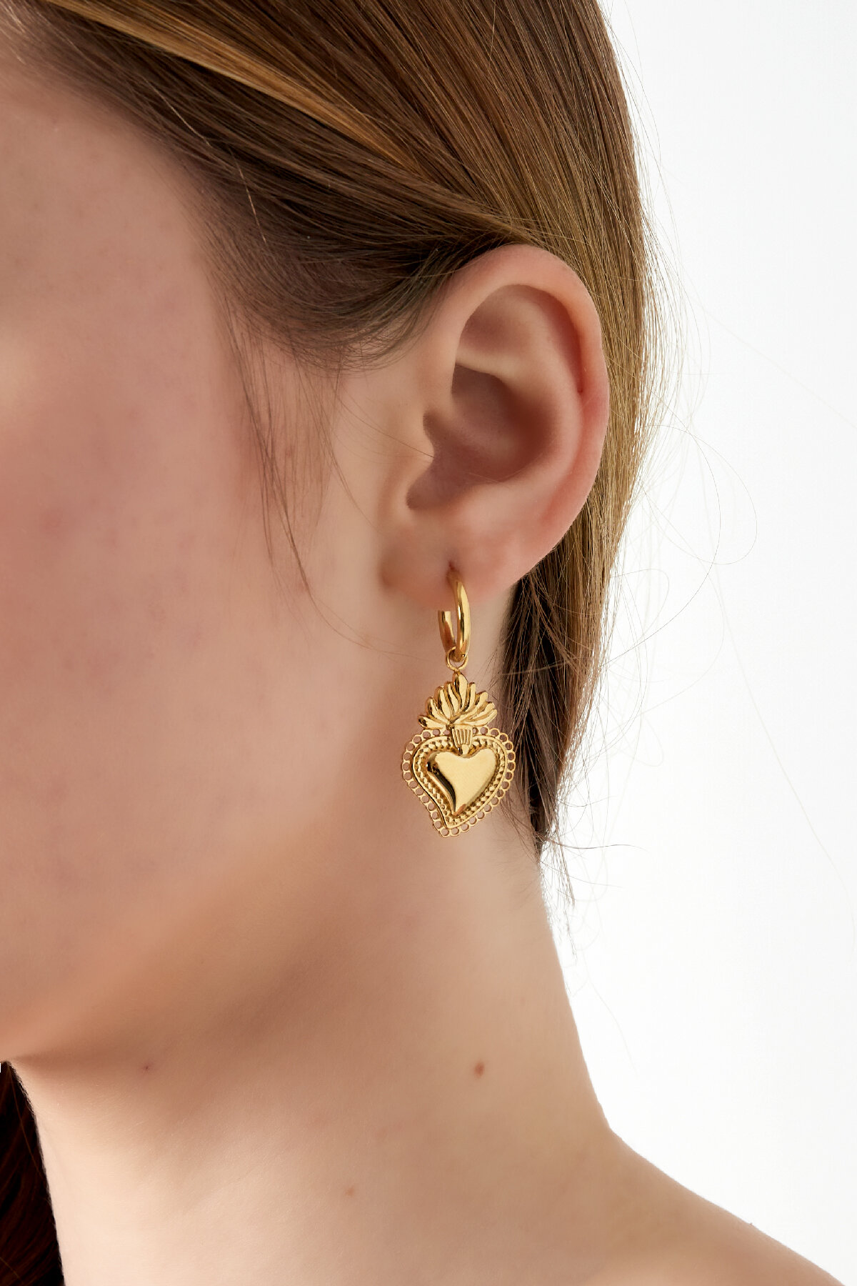 boucles d'oreilles coeur enflammé