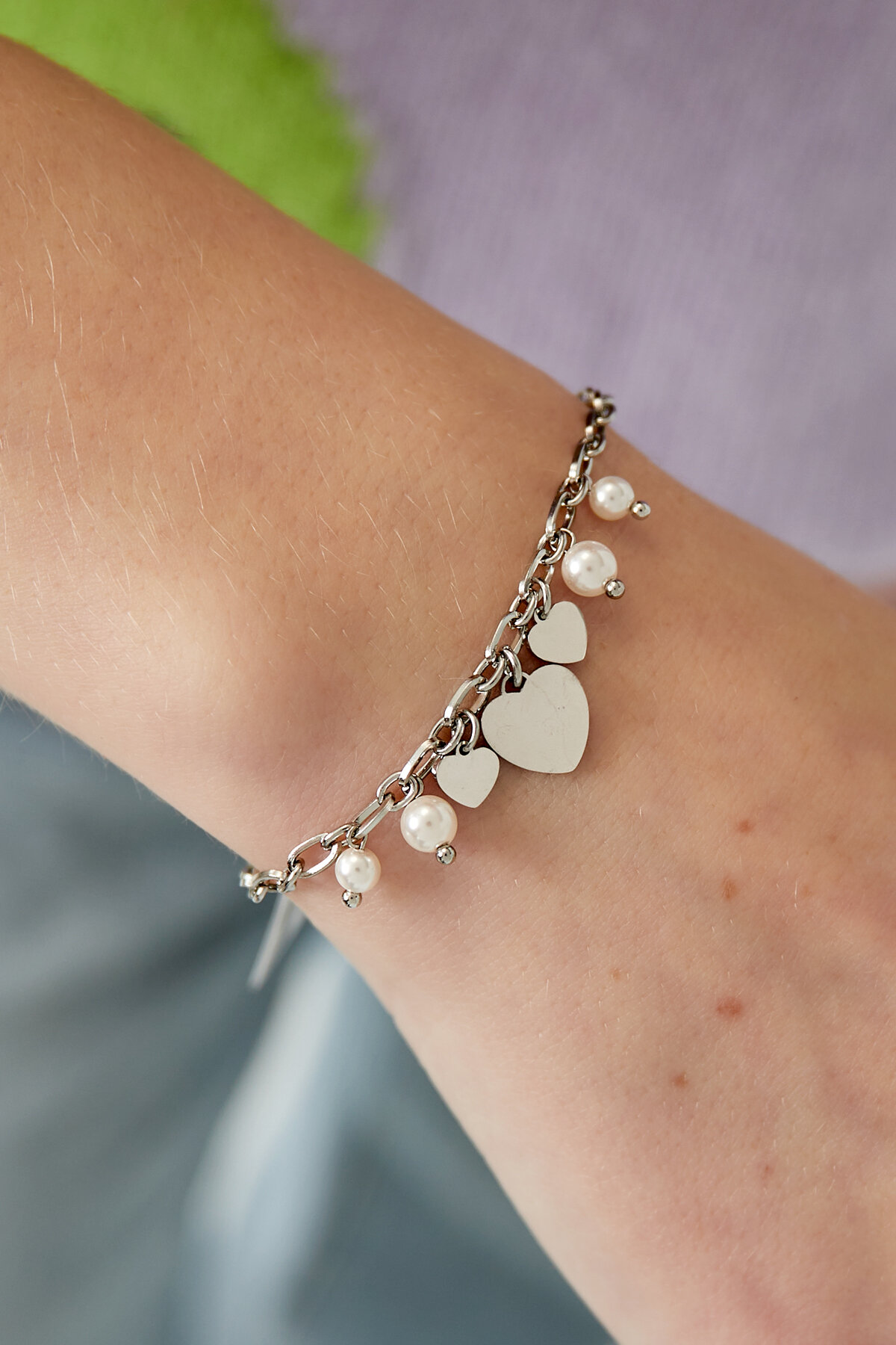 pulsera corazones y perlas Imagen4
