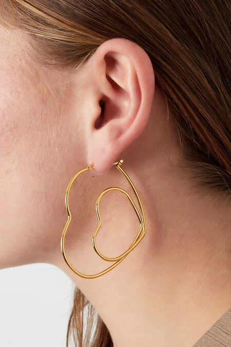 Pair of hearts earrings - Silver Color color