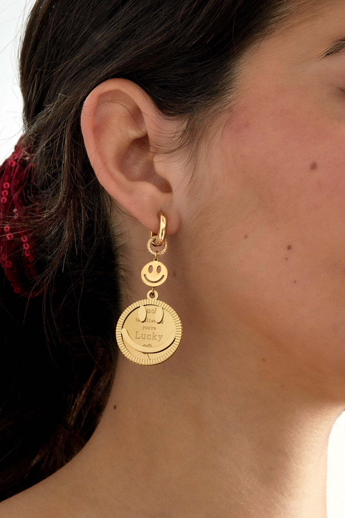 boucles d'oreilles smiley porte-bonheur