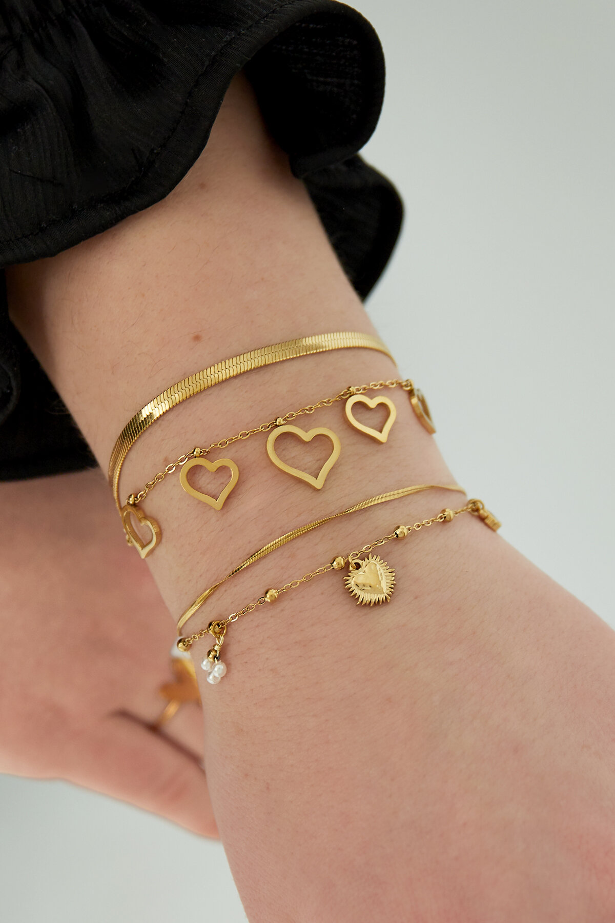 dubbele armband met hart bedel Afbeelding2