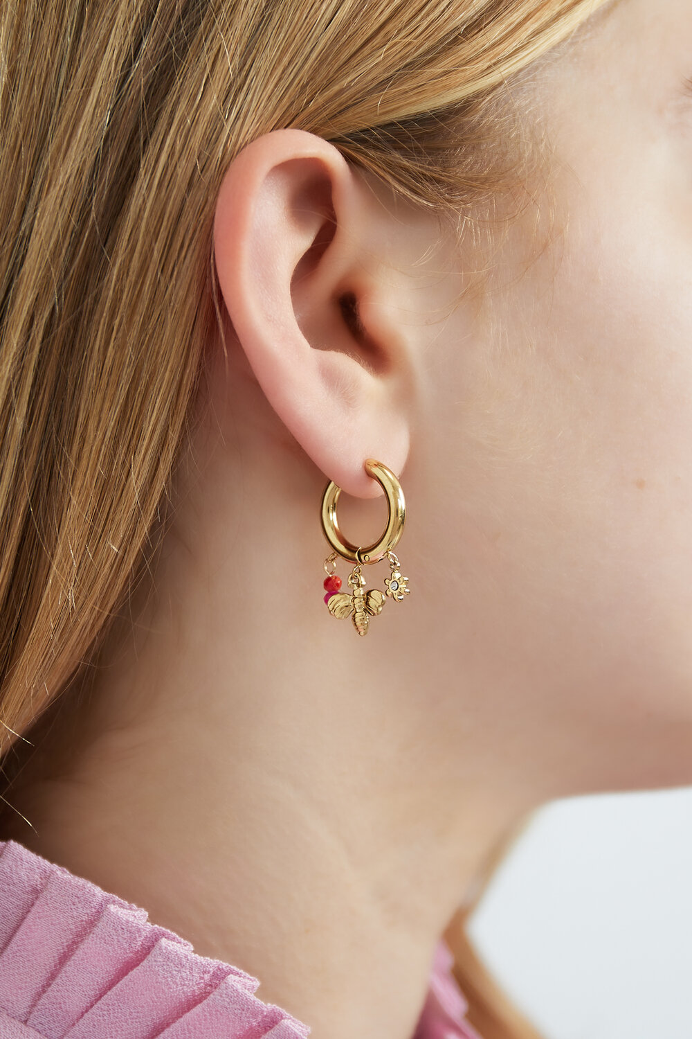 Pendientes con dije de abeja - Color plateado h5Imagen2