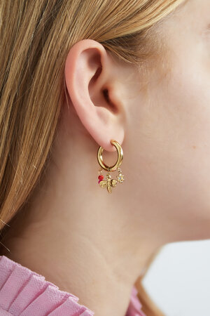 Pendientes con dije de abeja - Color plateado h5 Imagen2