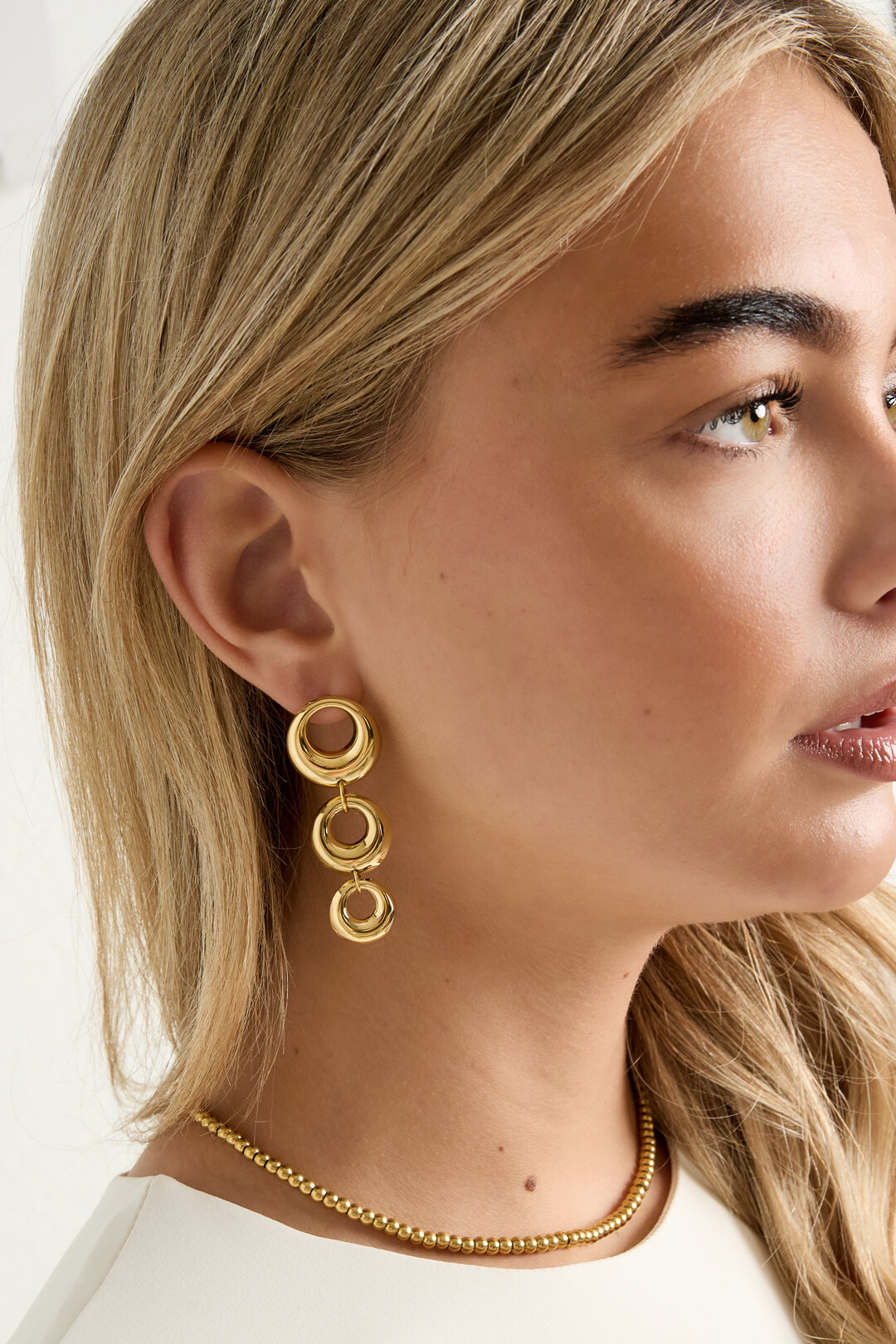 Boucles d'oreilles pendantes en acier inoxydable, style cercle, décontractées, simples, pour femmes