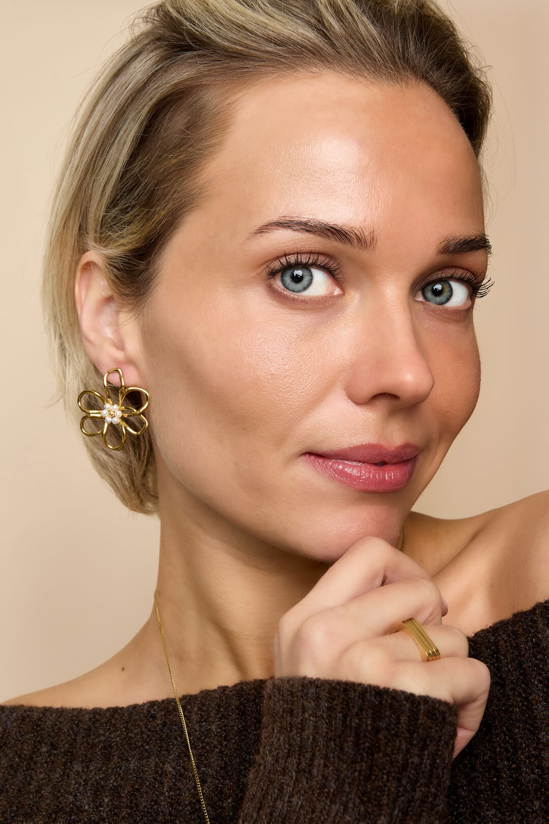 Stainless Steel Stud Earrings Flower Casual Daily Simple Series Women's jewelry Picture2