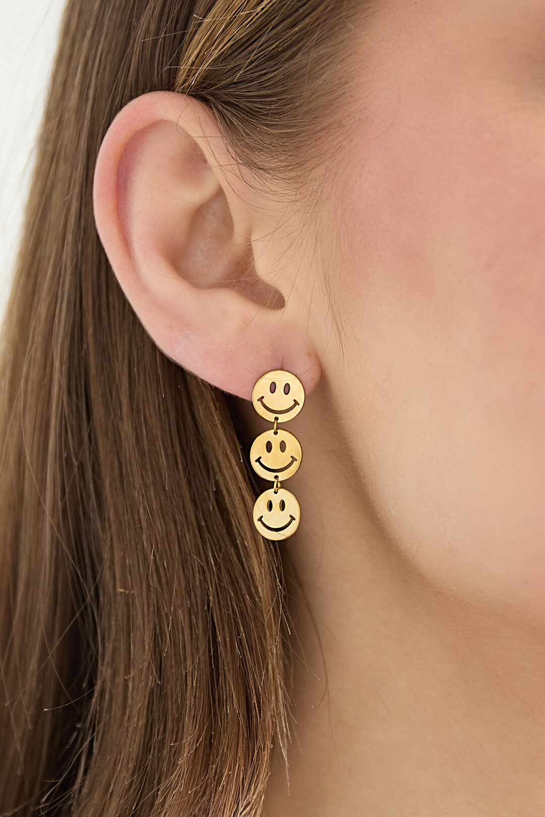 Stainless Steel Dangle Earrings Smiling face Casual Daily Simple Series Women's jewelry Picture3